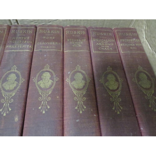 459 - Thirteen volumes of works by John Ruskin illustrated sterling edition, published by Dana Estes & Co ... 