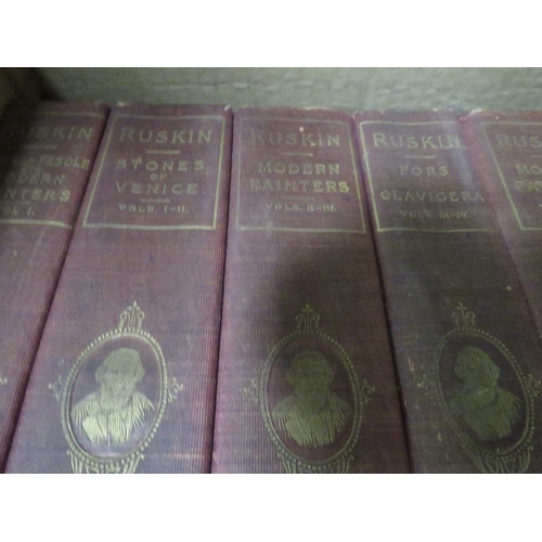 459 - Thirteen volumes of works by John Ruskin illustrated sterling edition, published by Dana Estes & Co ... 