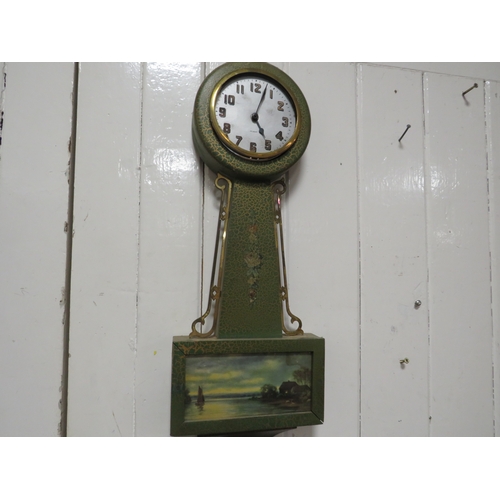 402 - A vintage Zaandam Dutch twin weight wall clock together with a Gilbert American banjo wall clock