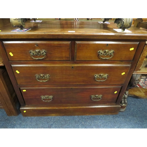 881 - An antique mahogany four drawer chest W 101 cm. A/F