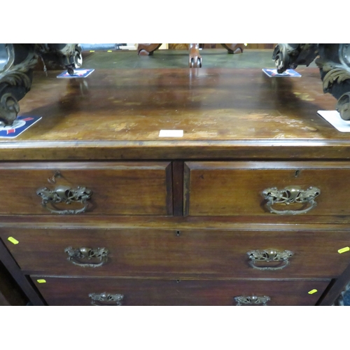 881 - An antique mahogany four drawer chest W 101 cm. A/F