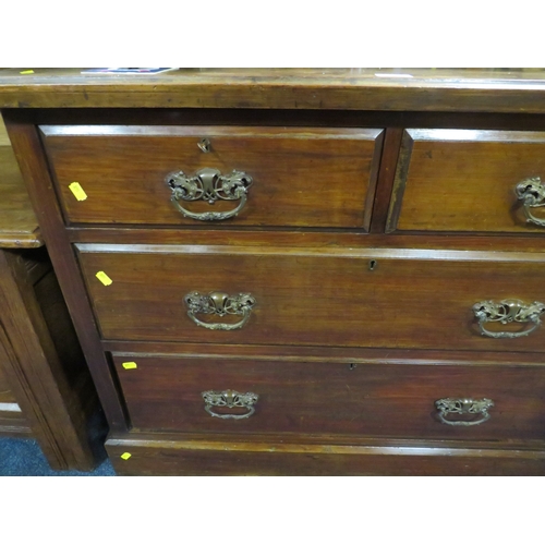 881 - An antique mahogany four drawer chest W 101 cm. A/F