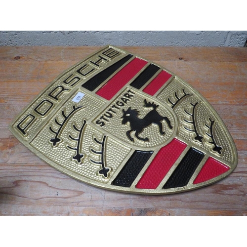 616 - A large aluminum Porsche plaque**