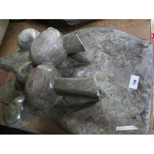 680 - A stone type flat backed statue depicting five people A/F - H 80 cm, W 40 cm