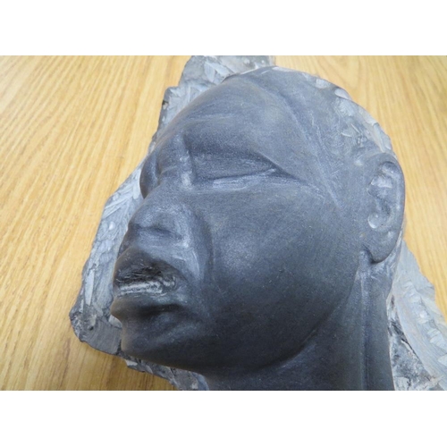 681 - A grey stone type statue of an erotic nature A/F - H 95 cm, W 44 cm