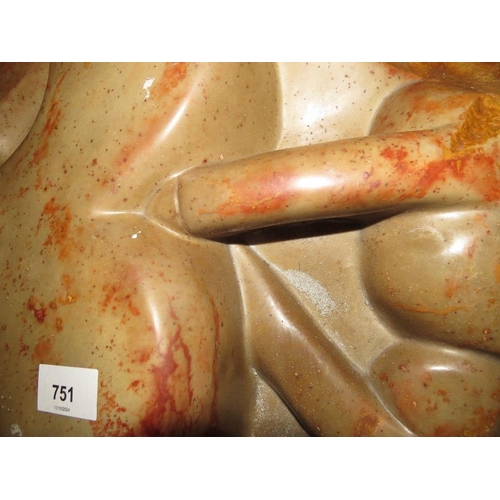 682 - A marble stone type erotic scene flat back statue, L 90 cm, W 50 cm