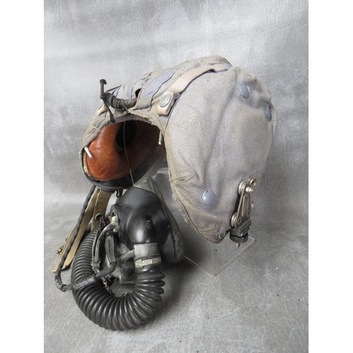 115 - AN R.A.F FLYING HELMET RF 22C/1729, dated 1960, size 1, fitted with harness Mk4 6D/2308