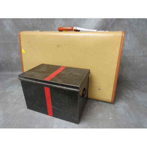 13 - A 1939 DATED ARP FIRST AID TIN BOX, marked 'Light Recue Party', A/F, along with a demob suitcase (2)