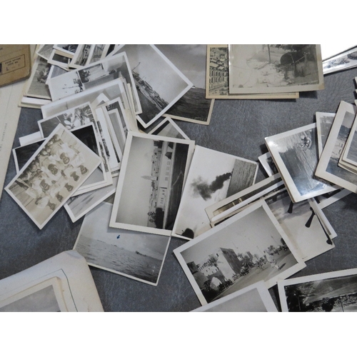 146 - A TRAY OF MILITARY INTEREST EPHEMERA AND PHOTOGRAPHS, to include R.A.F. and R.N items