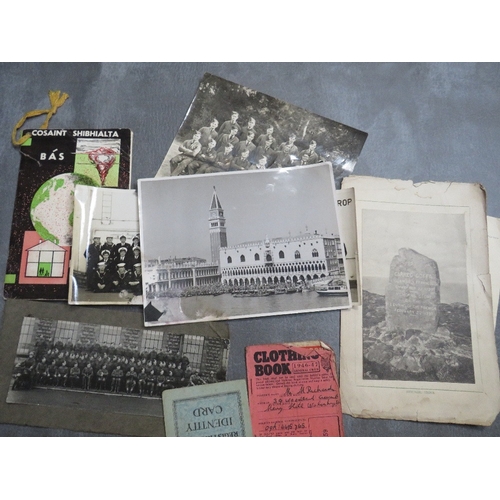 146 - A TRAY OF MILITARY INTEREST EPHEMERA AND PHOTOGRAPHS, to include R.A.F. and R.N items