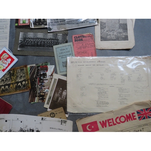 146 - A TRAY OF MILITARY INTEREST EPHEMERA AND PHOTOGRAPHS, to include R.A.F. and R.N items