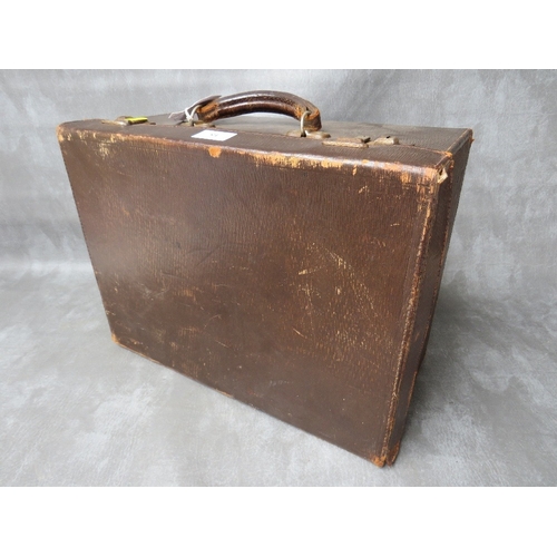 15 - A MID 20TH CENTURY MIDWIFE'S CASE AND CONTENTS, brown leather outer, fitted interior with two drawer... 