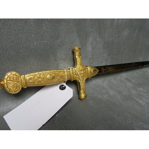 2 - A REPLICA NAPOLEONIC CEREMONIAL SWORD, with gilt brass hilt and polished part blued and gilt steel b... 