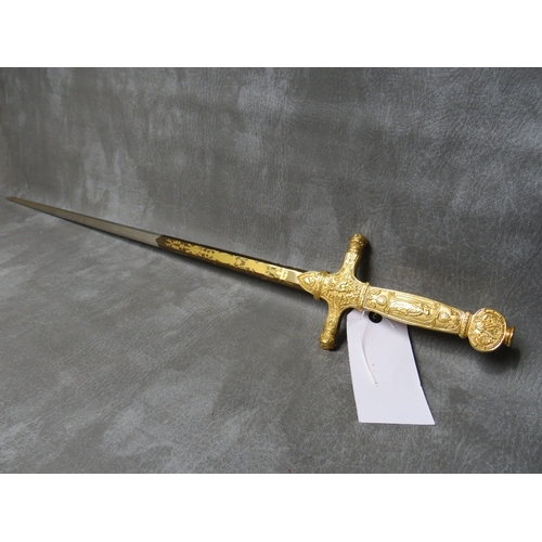 2 - A REPLICA NAPOLEONIC CEREMONIAL SWORD, with gilt brass hilt and polished part blued and gilt steel b... 