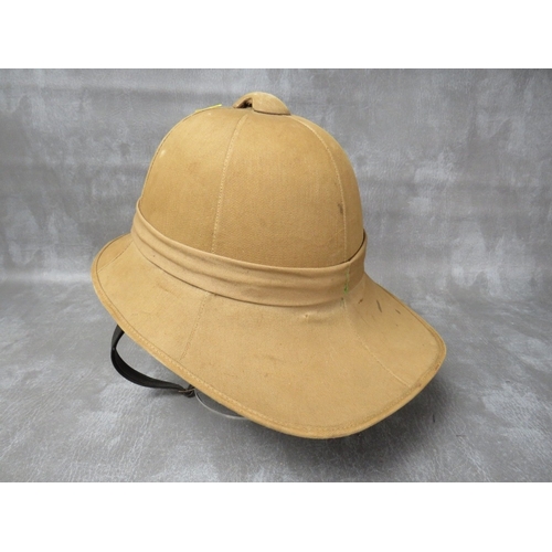 30 - BRITISH ARMY TYPE PITH HELMET, indistinct marks to sweat band