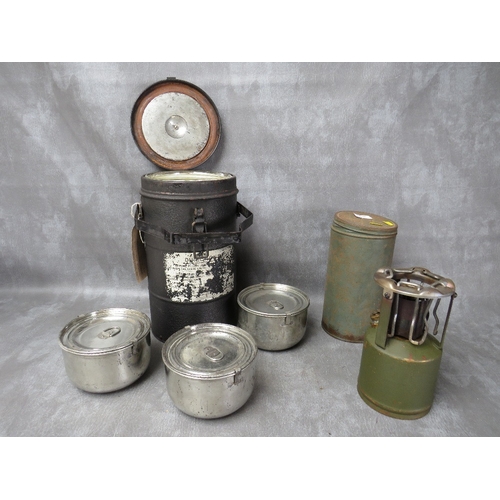 62 - A 1640s / 50s MILITARY THERMOS FOOD CONTAINER, (of a type used in the field and by bomber crews), to... 