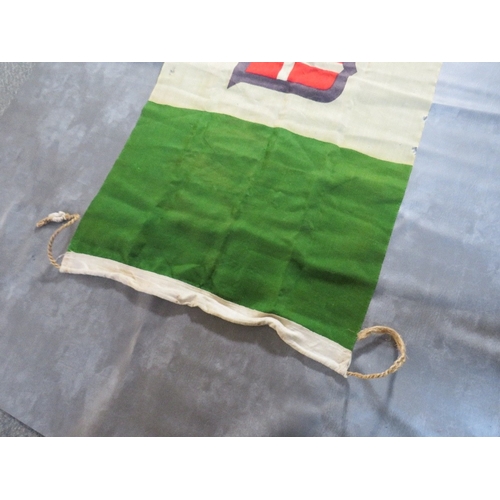 91 - A WW2 ITALIAN FLAG, green, white and red with central shield, A/F, 136 x 67 cm