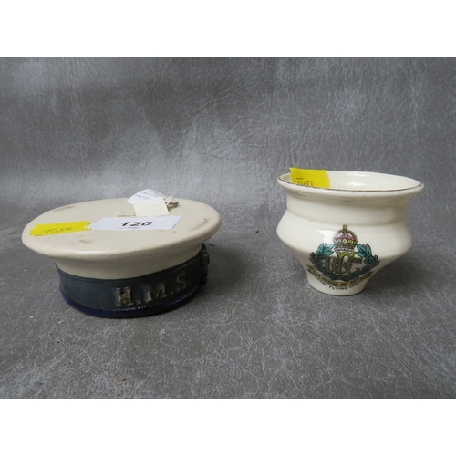 120 - WWI INTEREST CRESTEDWARE CHINA, consisting of a Goss Royal Flying Corps vase, an Arcadian china 'set... 