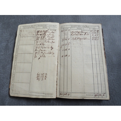 151 - STAFFORDHSIRE / BURTON ON TRENT INTEREST, 1765 pocket account book, attributed to Reverend Dr Gresle... 