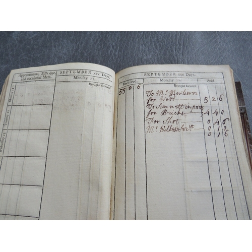 151 - STAFFORDHSIRE / BURTON ON TRENT INTEREST, 1765 pocket account book, attributed to Reverend Dr Gresle... 