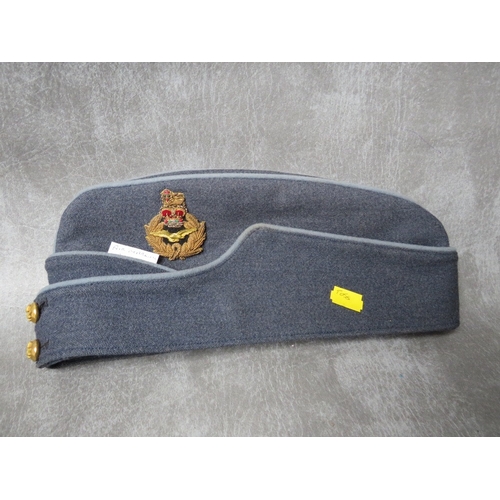 152 - AN R.A.F. AIR VICE MARCHALL SIDE CAP, with bullion thread badge, along with an Army Colonel peak cap... 