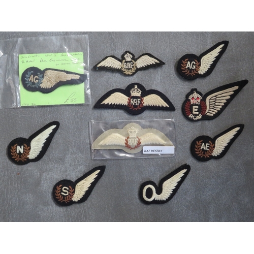 154 - R.A.F. CLOTH BADGES, to include an Australian RAAF air gunners wing on metal backing (Qty)