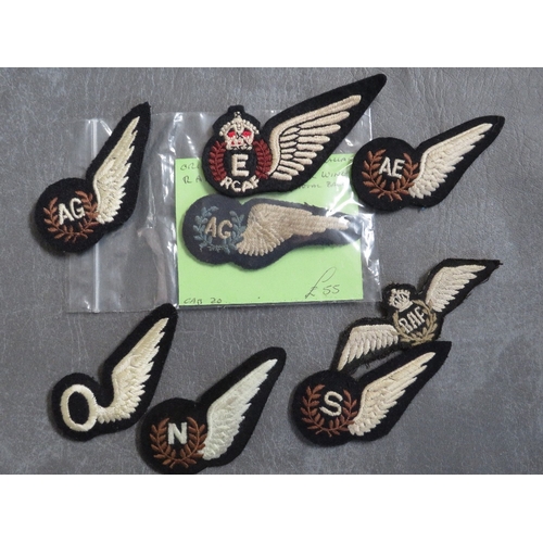 154 - R.A.F. CLOTH BADGES, to include an Australian RAAF air gunners wing on metal backing (Qty)