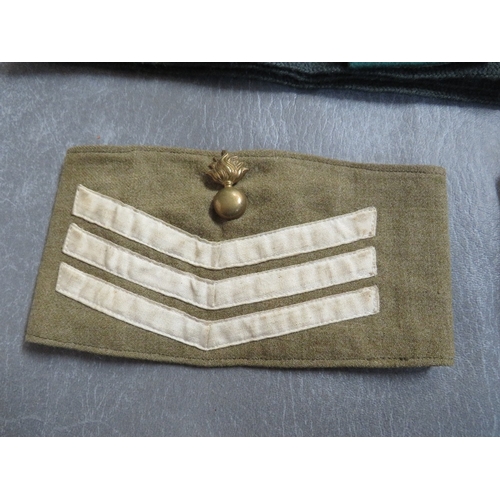 161 - A WWI DERBY SCHENE ARMBAND, along with a Women's Land Army armband & title and two later armbands