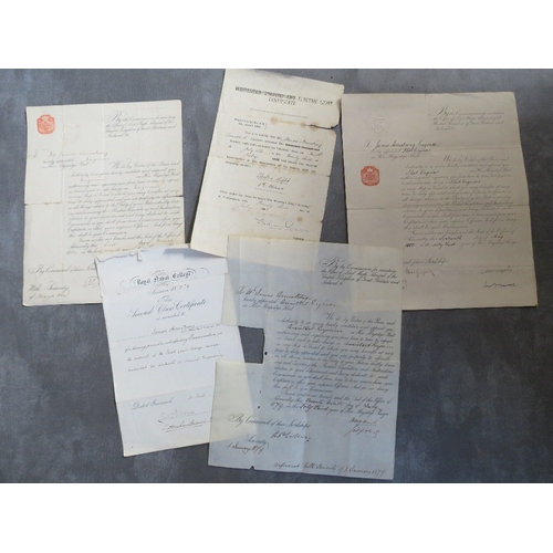 162 - A COLLECTION OF VICTORIAN NAVAL DOCUMENTS RELATING TO JAMES ARMSTRONG 1878-1900, including a Royal N... 