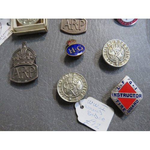 169 - WW2 HOME FRONT BADGES. to include Bradford Home Guard proficiency badge, Gatwick Southern Aircraft n... 