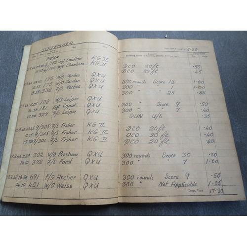 178 - A WWII RAF LANCASTER GUNNER LOGBOOK - SERGEANT A. BELL, filled in from August 1944 to July 1945. An ... 