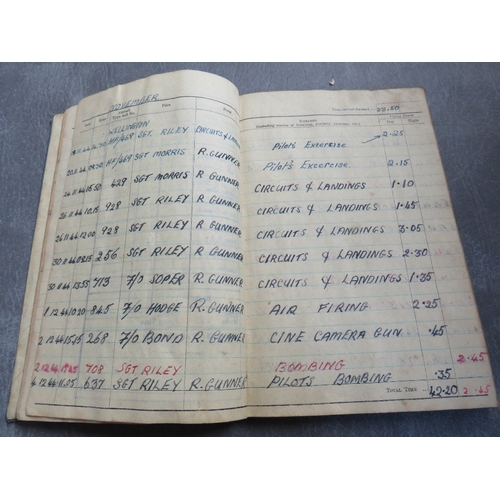 178 - A WWII RAF LANCASTER GUNNER LOGBOOK - SERGEANT A. BELL, filled in from August 1944 to July 1945. An ... 