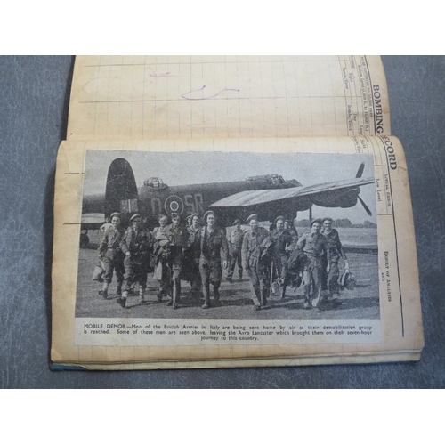 178 - A WWII RAF LANCASTER GUNNER LOGBOOK - SERGEANT A. BELL, filled in from August 1944 to July 1945. An ... 