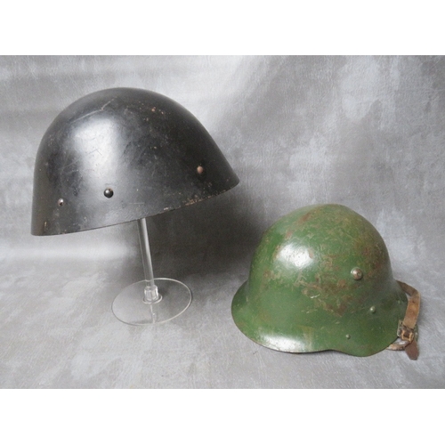 69 - A COLLECTION OF TIN HELMETS, to include WW2 Bulgarian type French Paras and a copy WW2 Japanese type... 