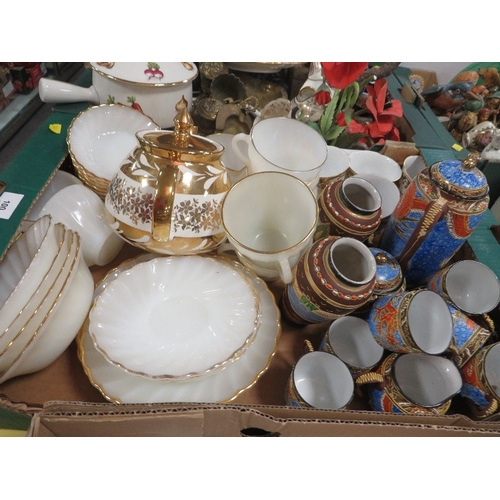 100 - Three trays of assorted ceramics etc to include Coalport, Japanese tea ware etc