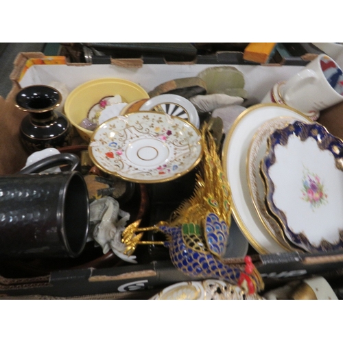 100 - Three trays of assorted ceramics etc to include Coalport, Japanese tea ware etc