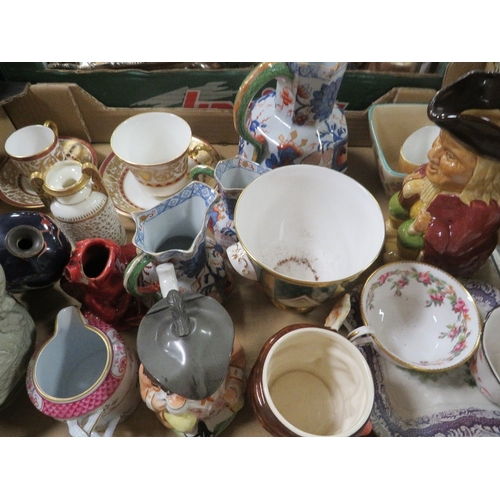 103 - Two trays of assorted ceramics etc to include assorted jugs