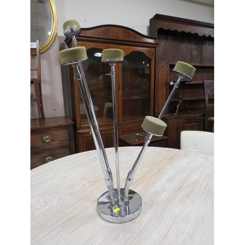 118 - An articulated height adjustable mid 20th century five branch chrome hat display stand