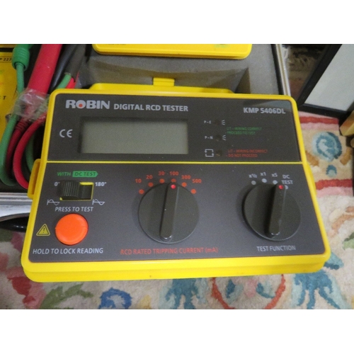 138 - A case of four Robin electrical testers together with a MEGGER earth tester