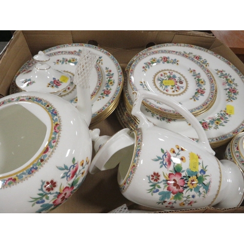 157 - Four trays of Coalport Ming Rose tea/dinner ware