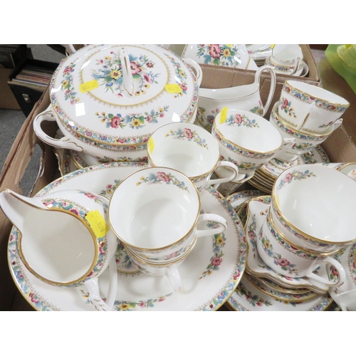 157 - Four trays of Coalport Ming Rose tea/dinner ware