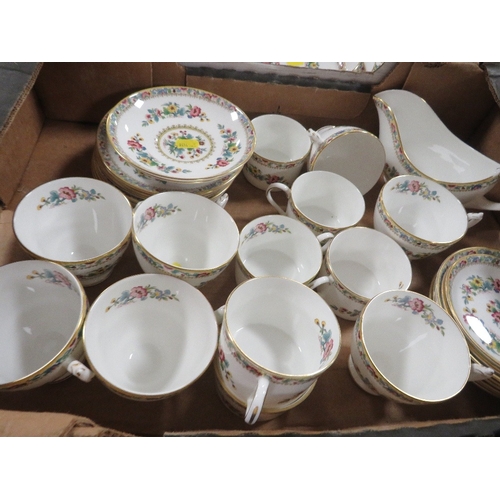 157 - Four trays of Coalport Ming Rose tea/dinner ware