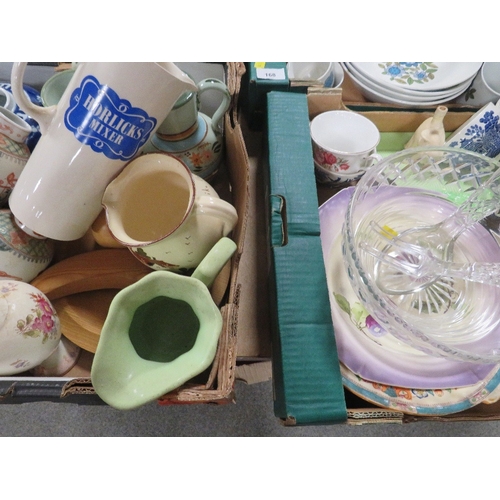 166 - Two trays of assorted ceramics etc