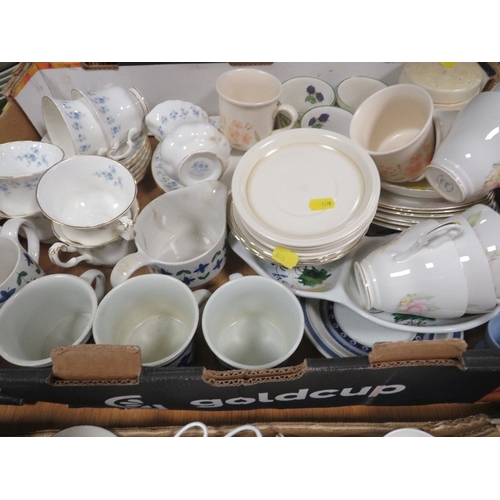 183 - Four trays of ceramics to include Wedgwood Clementine