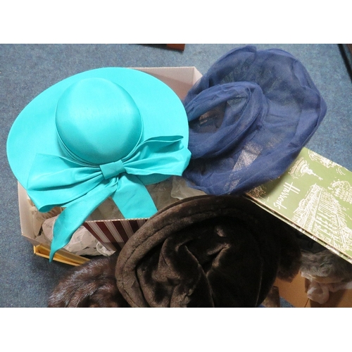 195 - A selection of boxed vintage hats etc