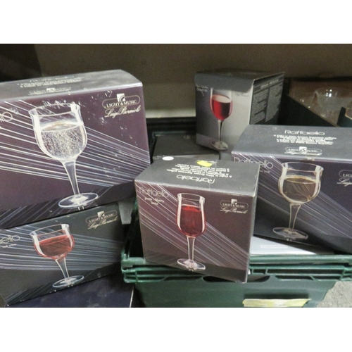 197 - A tray of boxed crystal and wine glasses