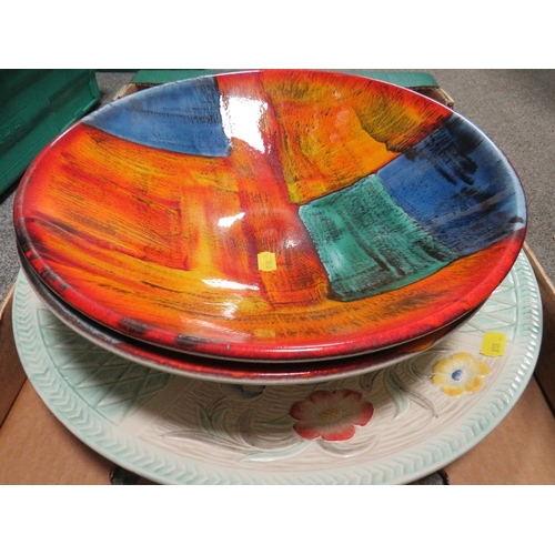 199 - A large Poole dish together with a similar damaged example and a charger (3)