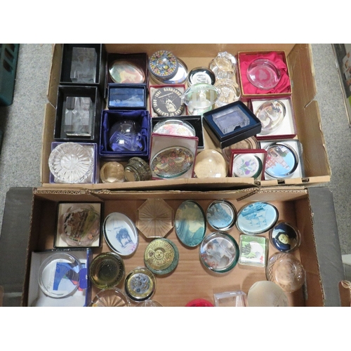 204 - Two trays of circa fifty different paperweights