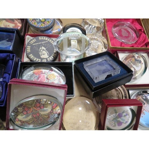 204 - Two trays of circa fifty different paperweights