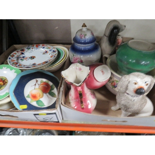 206 - Four trays of mixed china collectables and plates, to include Rockingham stamped vase and jug, spode... 